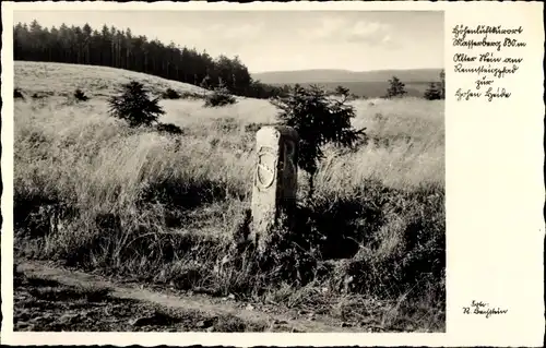 Ak Masserberg Kreis Hildburghausen, Alter Stein am Rennsteigpfad