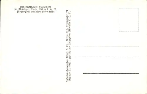 Ak Masserberg im Thüringer Schiefergebirge, Fliegeraufnahme von der Ortschaft, Klinke & Co. 11404