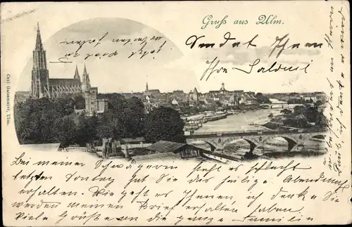 Ak Ulm an der Donau, Brücke, Kirche