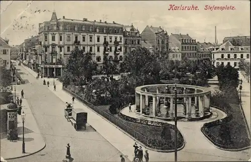 Ak Karlsruhe in Baden, Stefansplatz, Kutsche