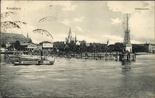 Ak Konstanz am Bodensee, Hafen, Seebrücke