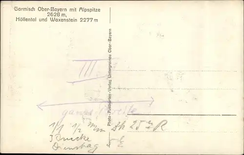 Ak Garmisch Partenkirchen in Oberbayern, Alpspitze, Höllental, Waxenstein