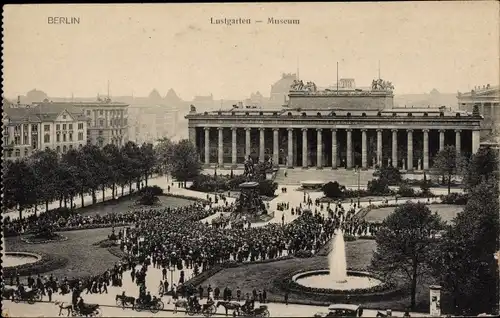 Ak Berlin Mitte, Lustgarten, Museum, Denkmal, Kutsche