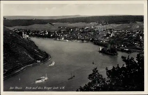 Ak Bingen am Rhein, Binger Loch, Bingerloch, Panorama