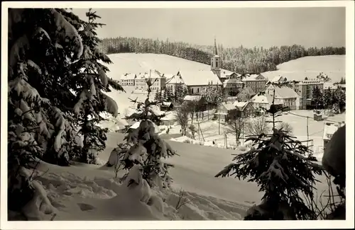 Ak Schönwald im Schwarzwald, Hotel-Kurhaus Adler, Winter