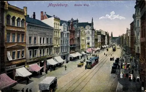 Ak Magdeburg in Sachsen Anhalt, Partie auf dem Breiteweg