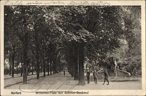 Ak Herford in Westfalen, Wilhelms-Platz mit Schiller-Denkmal