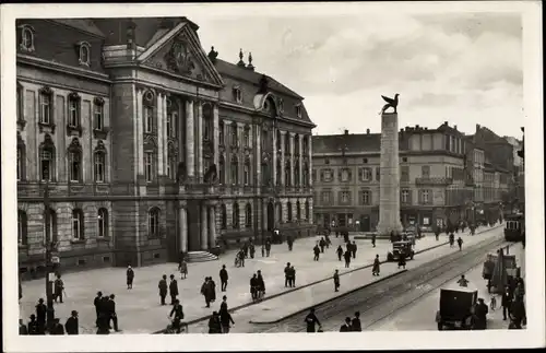 Ak Karlsruhe in Baden, Hauptpost mit Grenadierdenkmal