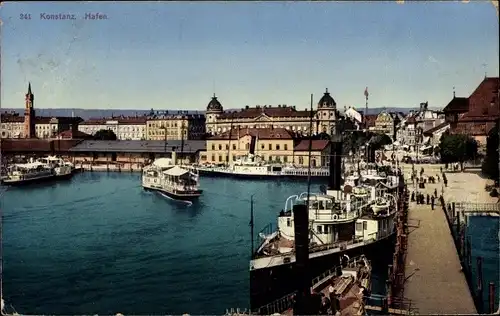 Ak Konstanz am Bodensee, Hafen, Dampfer