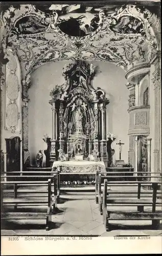 Ak Obereggenen Schliengen im Schwarzwald, Schloss Bürgeln, Inneres der Kirche