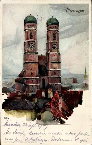 Künstler Litho Kley, Heinrich, München Bayern, Frauenkirche