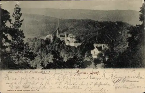 Ak Schwarzburg im Schwarzatal Thüringen, Schloss v. Helenensitz