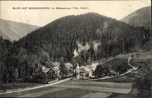 Ak Bockschmiede Döschnitz an der Schwarza in Thüringen, Blick auf den Ort