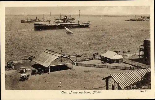 Ak Aden Jemen, Hafen, Dampfschiff