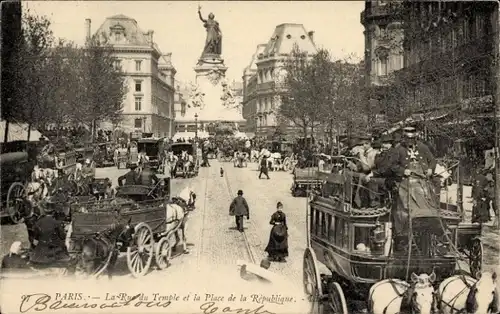 Ak Paris III, Place de la République, Rue du Temple