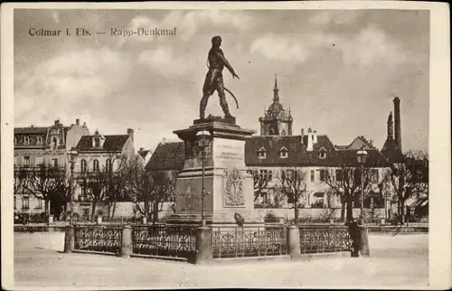 Ak Colmar Kolmar Elsass Haut Rhin, Rapp Denkmal, Bartholdi