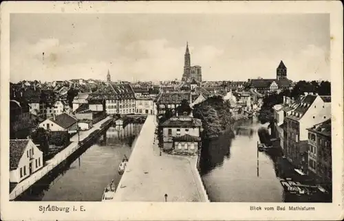 Ak Strasbourg Straßburg Elsass Bas Rhin, Blick vom Bad Mathisturm