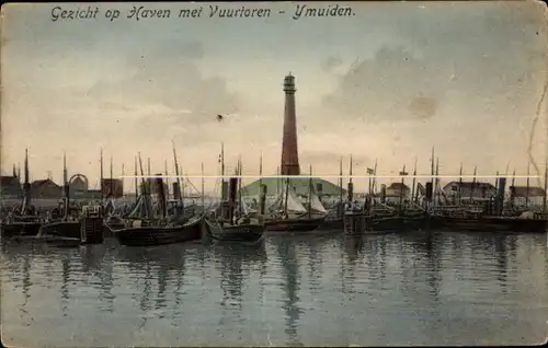 Ak IJmuiden Ymuiden Velsen Nordholland, Hafen, Leuchtturm