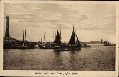 Ak IJmuiden Ymuiden Velsen Nordholland, Hafen, Leuchtturm