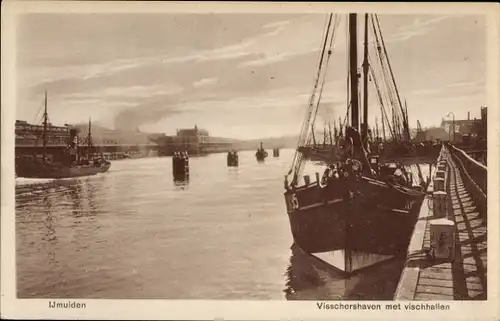 Ak IJmuiden Ymuiden Velsen Nordholland, Fischereihafen, Fischhallen