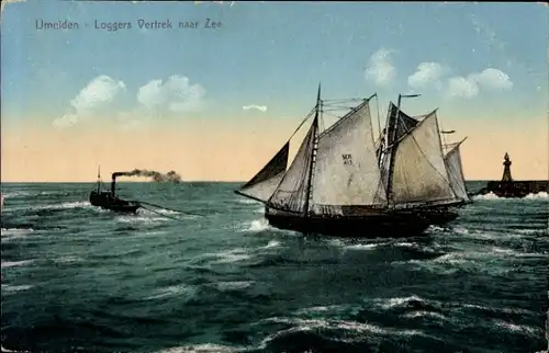 Ak IJmuiden Ymuiden Velsen Nordholland, Logger, Schleppboot