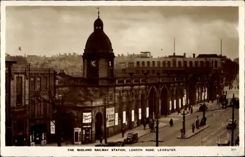 Ak Leicester East Midlands England, The Midland Railway Station, London Road