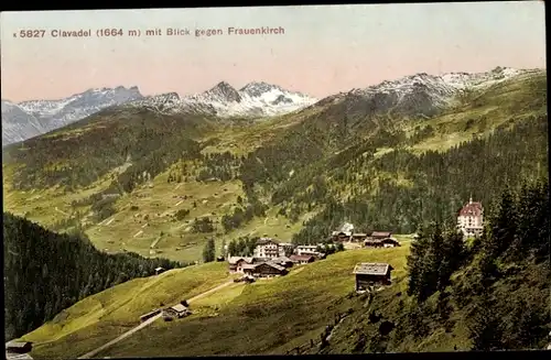 Ak Clavadel Davos Kt Graubünden, Blick gegen Frauenkirch