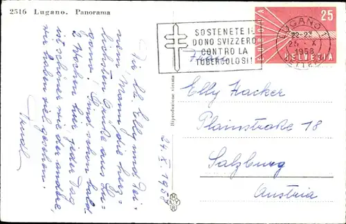 Ak Lugano Kanton Tessin Schweiz, Panorama