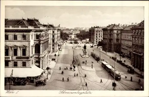 Ak Wien 1., Blick auf den Schwarzenbergplatz, Straßenbahn