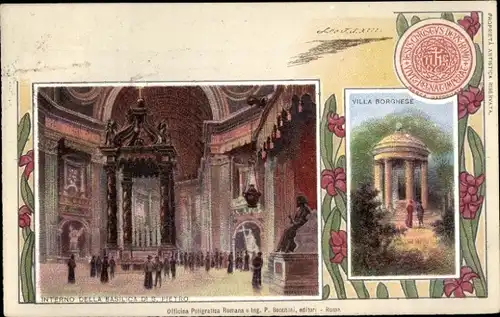 Künstler Ak Vatikan Rom Lazio, Interno della Basilica di S. Pietro, Villa Borghese