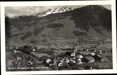 Ak Bruck im Pinzgau in Salzburg, Ortspanorama mit den Drei Brüder