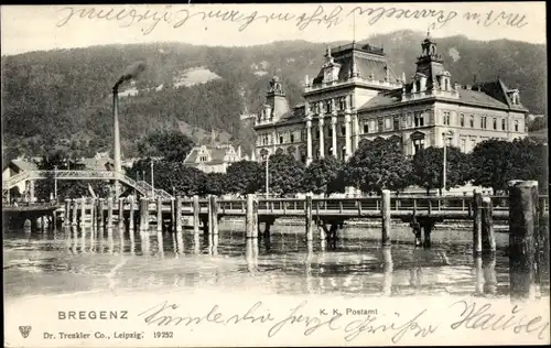 Ak Bregenz am Bodensee Vorarlberg, Kaiserlich Königliches Postamt