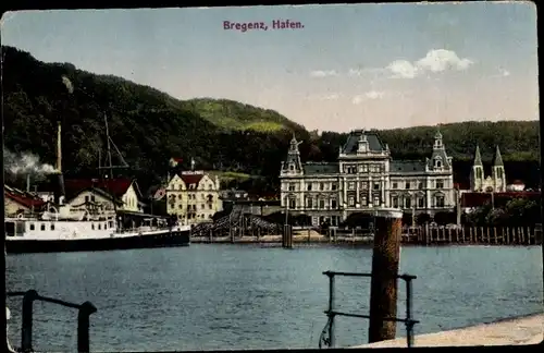 Ak Bregenz am Bodensee Vorarlberg, Hafen