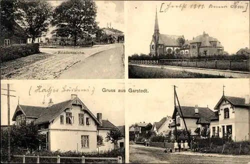 Ak Garstedt Norderstedt in Schleswig Holstein, Friedenseiche, Kirche