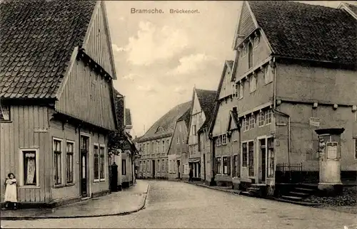 Ak Bramsche in Niedersachsen, Brückenort, Straßenpartie