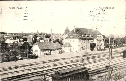 Ak Schleswig an der Schlei, Kreisbahnhof, Gleisansicht