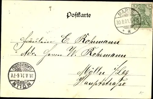 Passepartout Ak Marne in Holstein Dithmarschen, Straßenpartie