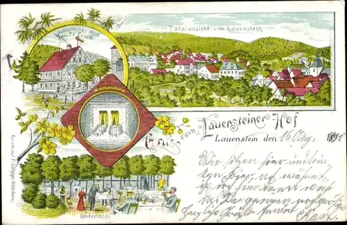 Litho Lauenstein Salzhemmendorf in Niedersachsen, Gesamtansicht, Hotel Lauensteiner Hof