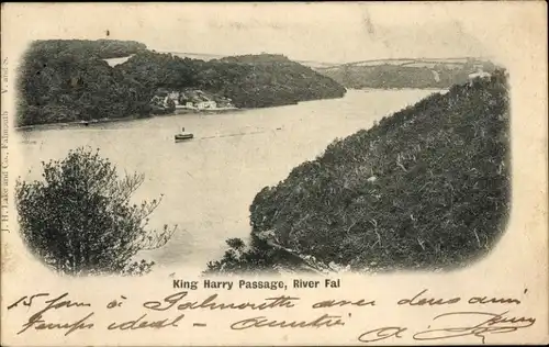 Ak Falmouth Cornwall England, King Harry Passage, Fluss Fal
