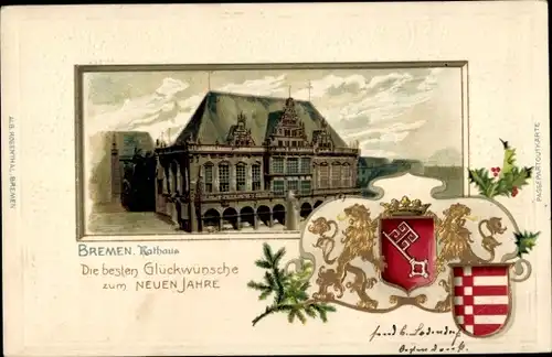 Präge Wappen Litho Bremen, Rathaus