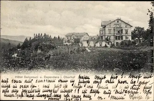 Ak Oberhof im Thüringer Wald, Hotel Sanssouci und Dependens