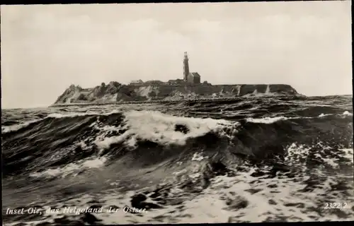 Ak Insel Oie, Greifswalder Oie, stürmische See, Leuchtturm