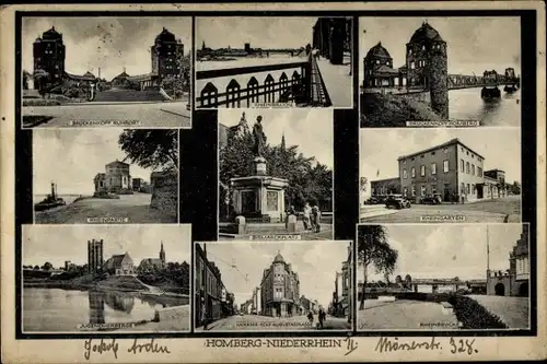 Ak Homberg Duisburg Niederrhein, Moerserstraße, Rheingarten, Bismarckplatz, Jugendherberge