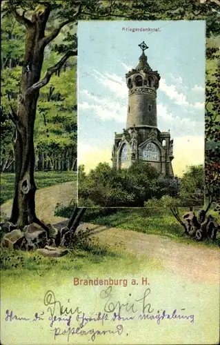 Passepartout Ak Brandenburg an der Havel, Kriegerdenkmal
