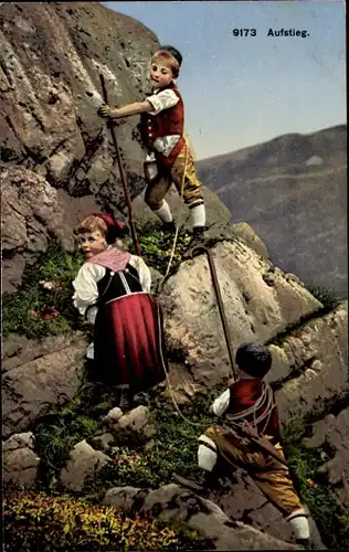 Ak Interlaken Kanton Bern Schweiz, Kinder beim Klettern