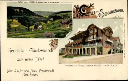 Litho Freudenstadt im Schwarzwald, Hotel Rappen, schöne Aussicht