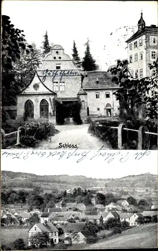 Ak Großkochberg Uhlstädt Kirchhasel, Schloss, Fachwerkhäuser
