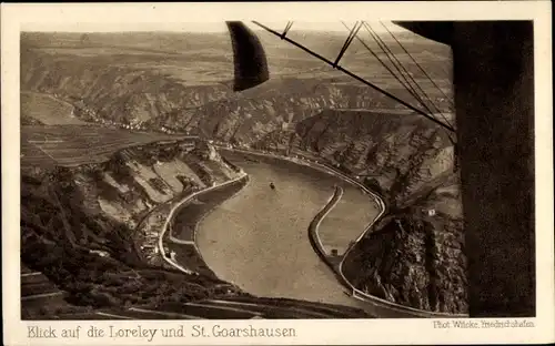 Ak Sankt Goarshausen am Rhein, Blick auf die Loreley