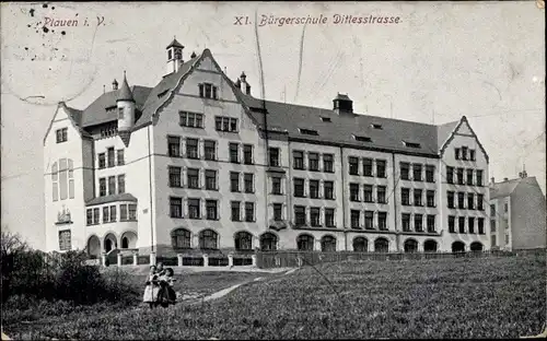 Ak Plauen im Vogtland, XI. Bürgerschule, Dittestraße