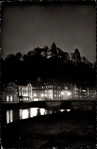 Ak Altena im Sauerland, Uferpartie bei Nacht
